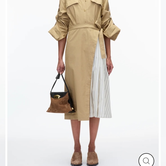 Utility Shirt Dress with Pleated Wrap Skirt